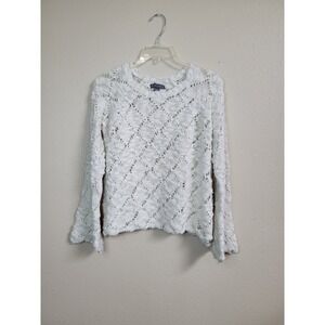 Kendall & Kylie Women's Crochet Knit Sweater Cream Long Sleeve‎ Sz M